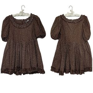 Sandy Liang Egret Dress Ditsy Floral Puff Sleeve Ruffles
